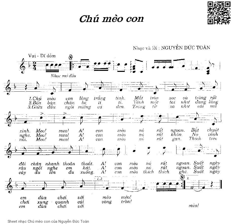 Sheet nhạc Chú mèo con - Nguyễn Đức Toàn