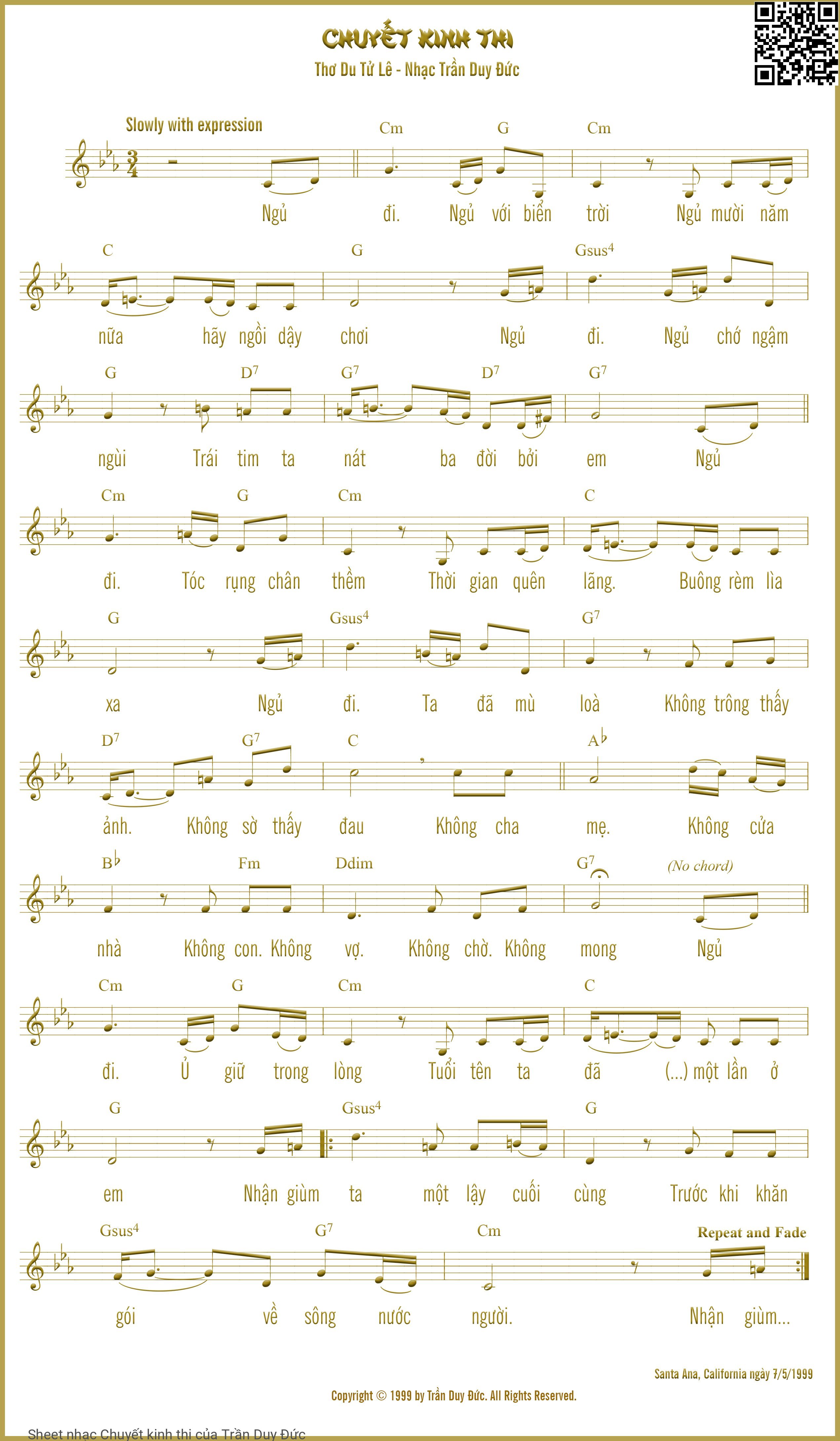 Sheet nhạc Chuyết kinh thi - Trần Duy Đức