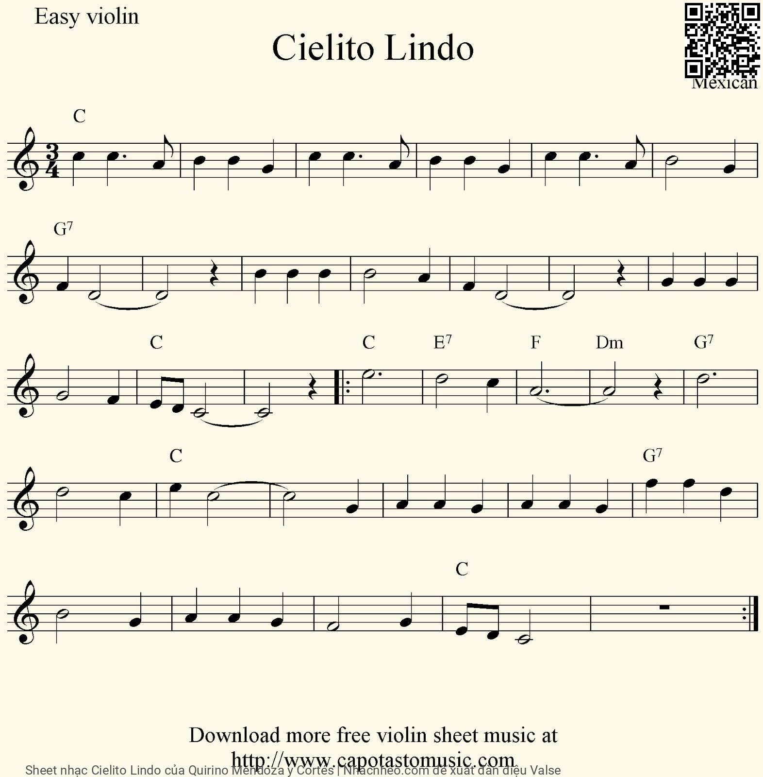 Sheet nhạc Cielito Lindo - Quirino Mendoza Y Cortés