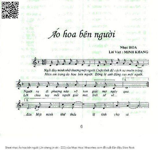 Sheet nhạc Áo hoa bên người (Jin sheng jin shi - 今生今世)