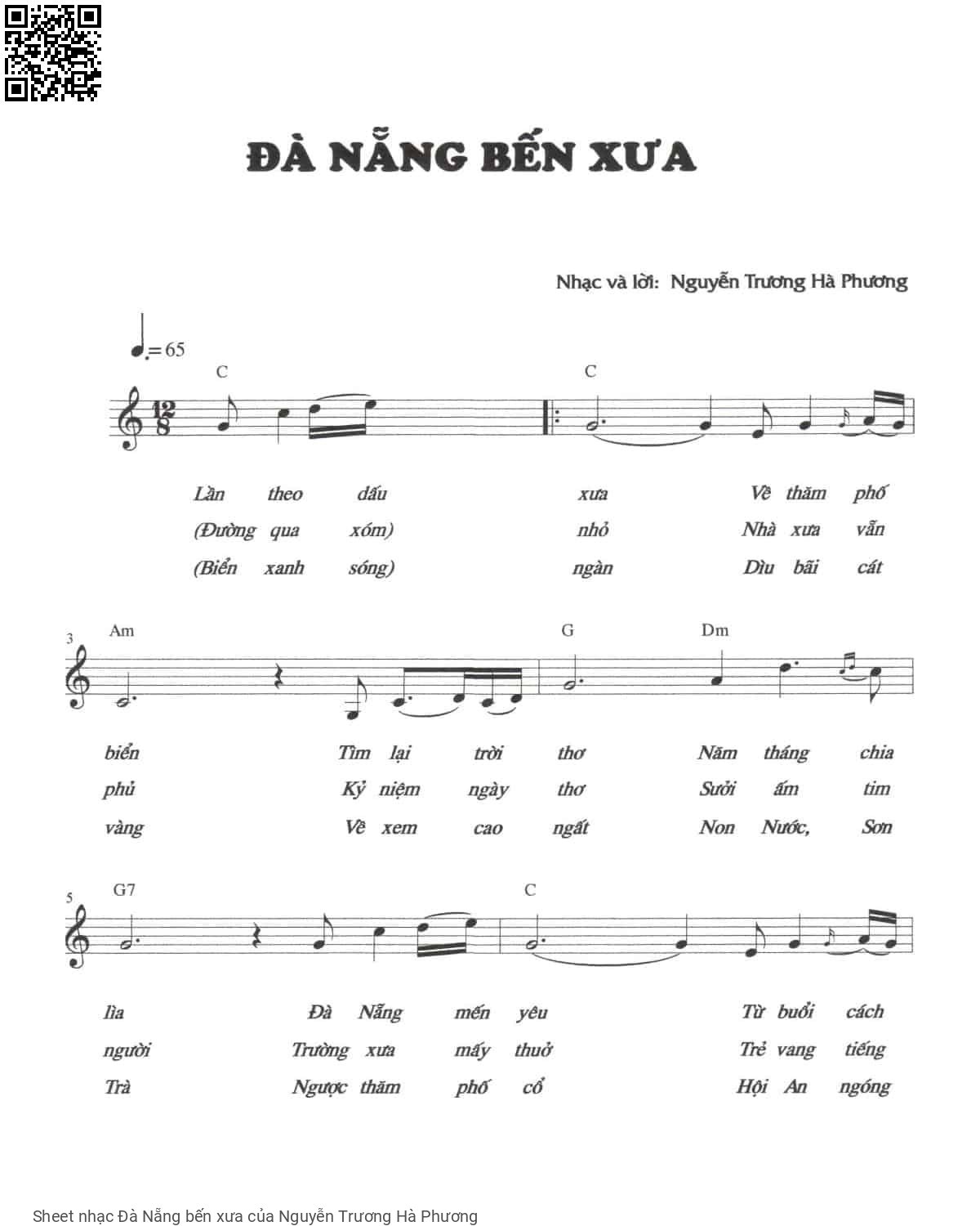 Sheet nhạc Đà Nẵng bến xưa - Nguyễn Trương Hà Phương