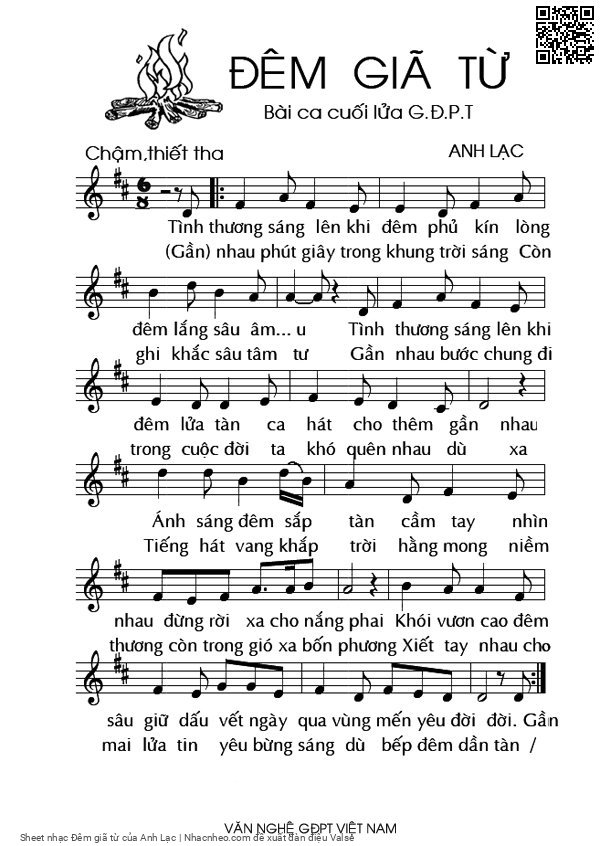 Sheet nhạc Đêm giã từ - Anh Lạc