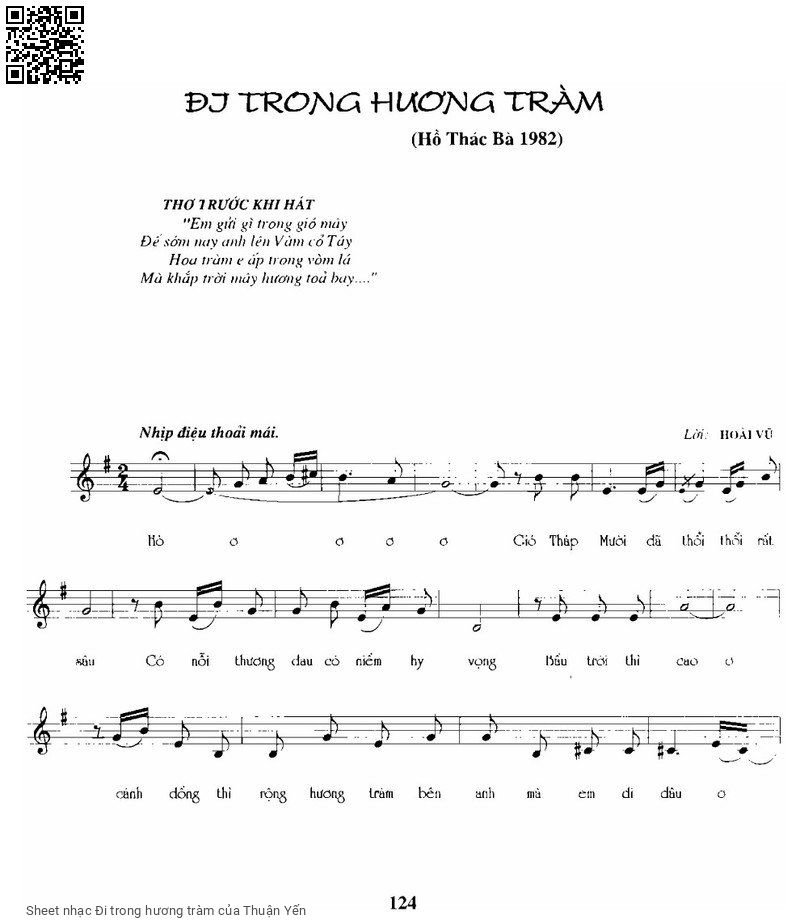 Sheet nhạc Đi trong hương tràm - Thuận Yến