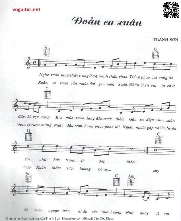 Sheet nhạc Đoản xuân ca - Thanh Sơn