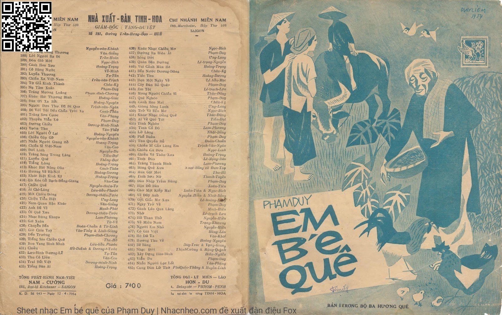 Sheet nhạc Em bé quê - Phạm Duy