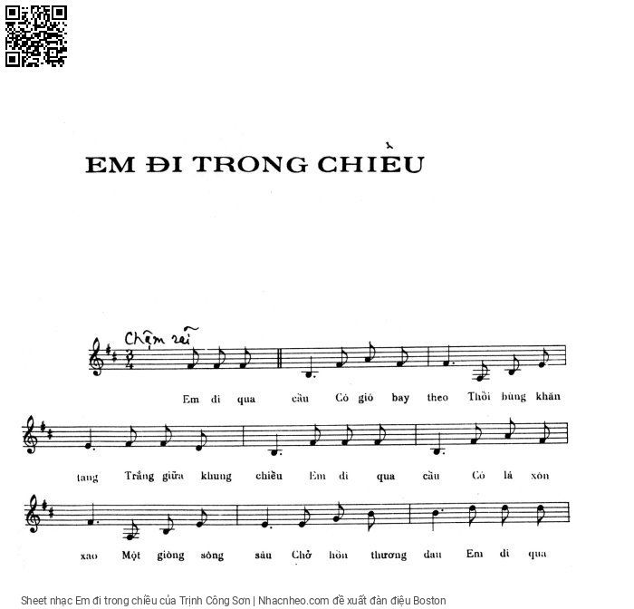Sheet nhạc Em đi trong chiều - Trịnh Công Sơn