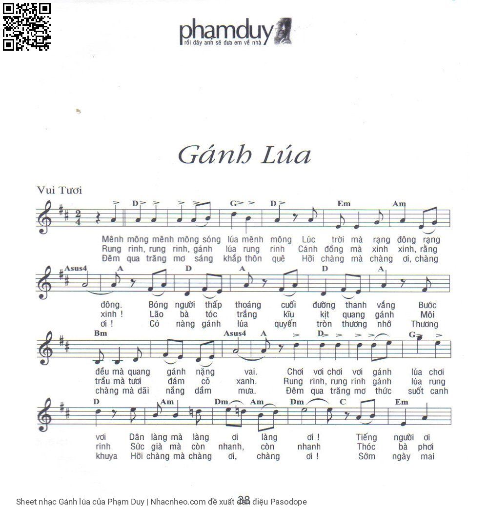 Sheet nhạc Gánh lúa - Phạm Duy