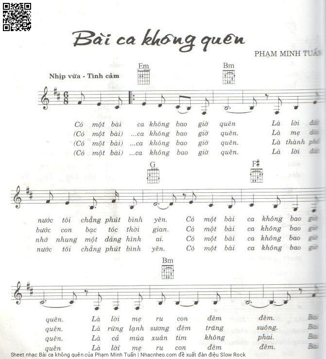 Sheet nhạc Bài ca không quên - Phạm Minh Tuấn
