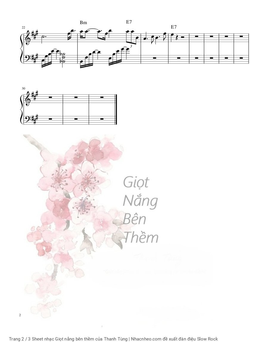 Trang 2 của Sheet nhạc PDF Piano bài hát Giọt nắng bên thềm - Thanh Tùng