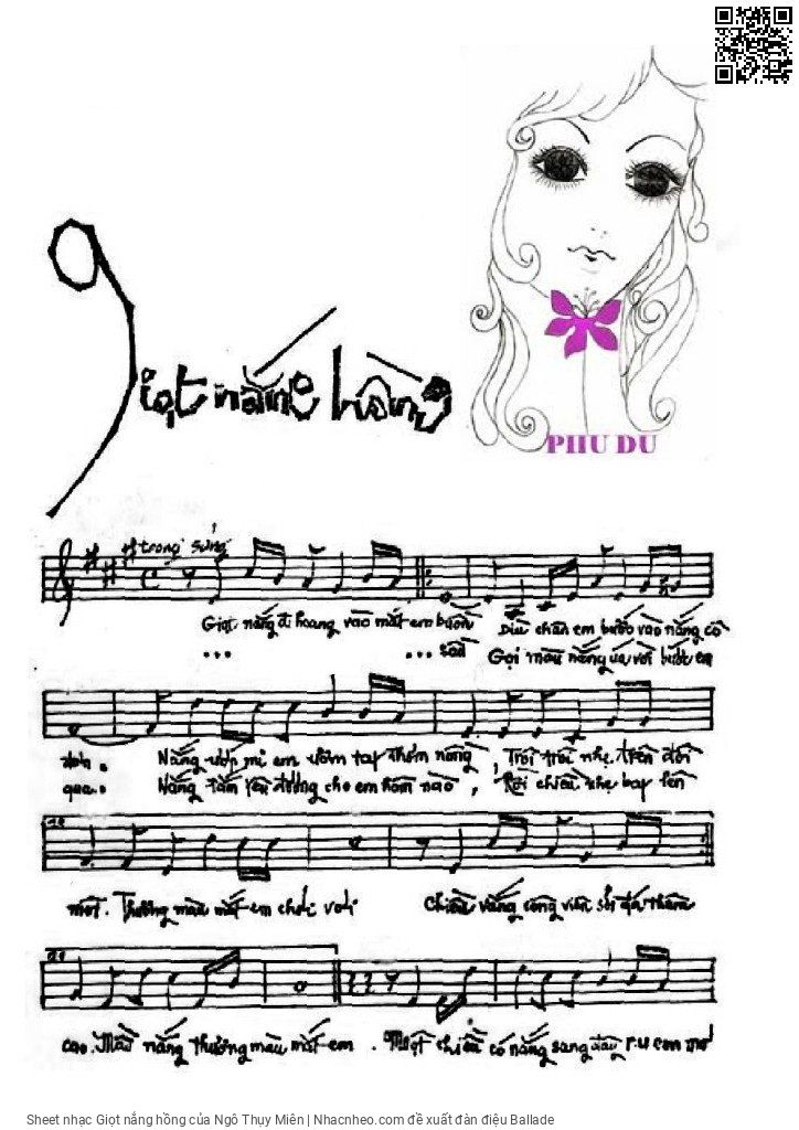 Sheet nhạc Giọt nắng hồng - Ngô Thụy Miên