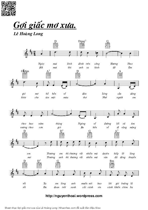 Sheet nhạc Gợi giấc mơ xưa - Lê Hoàng Long