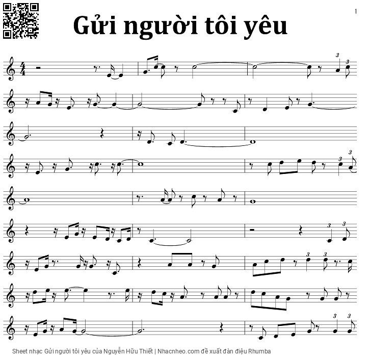 Sheet nhạc Gửi người tôi yêu - Nguyễn Hữu Thiết