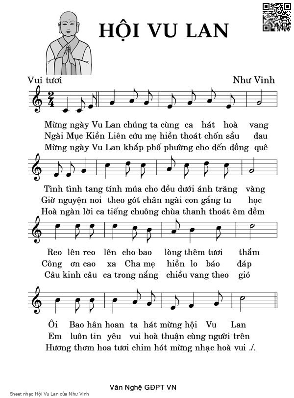Sheet nhạc Hội Vu Lan - Như Vinh