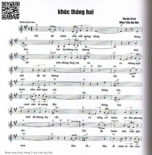 Sheet nhạc Khúc tháng 2 - Trần Duy Đức