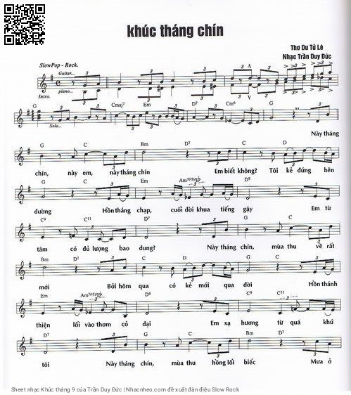 Sheet nhạc Khúc tháng 9 - Trần Duy Đức