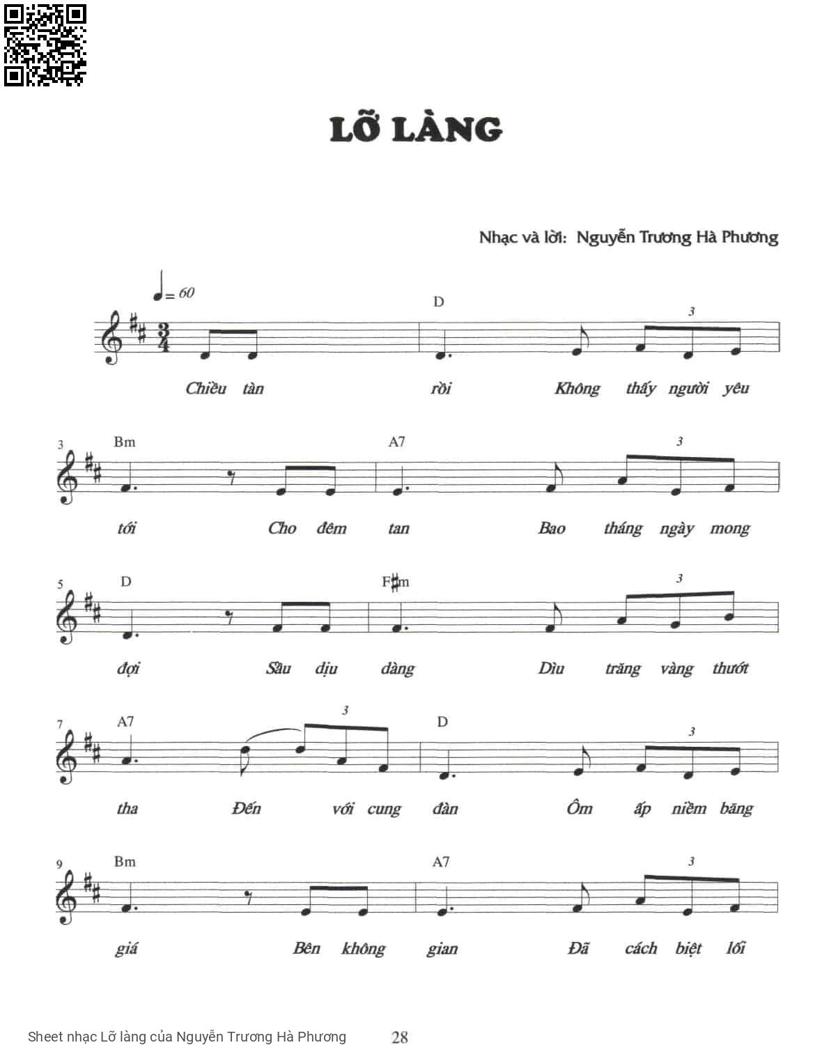 Sheet nhạc Lỡ làng - Nguyễn Trương Hà Phương