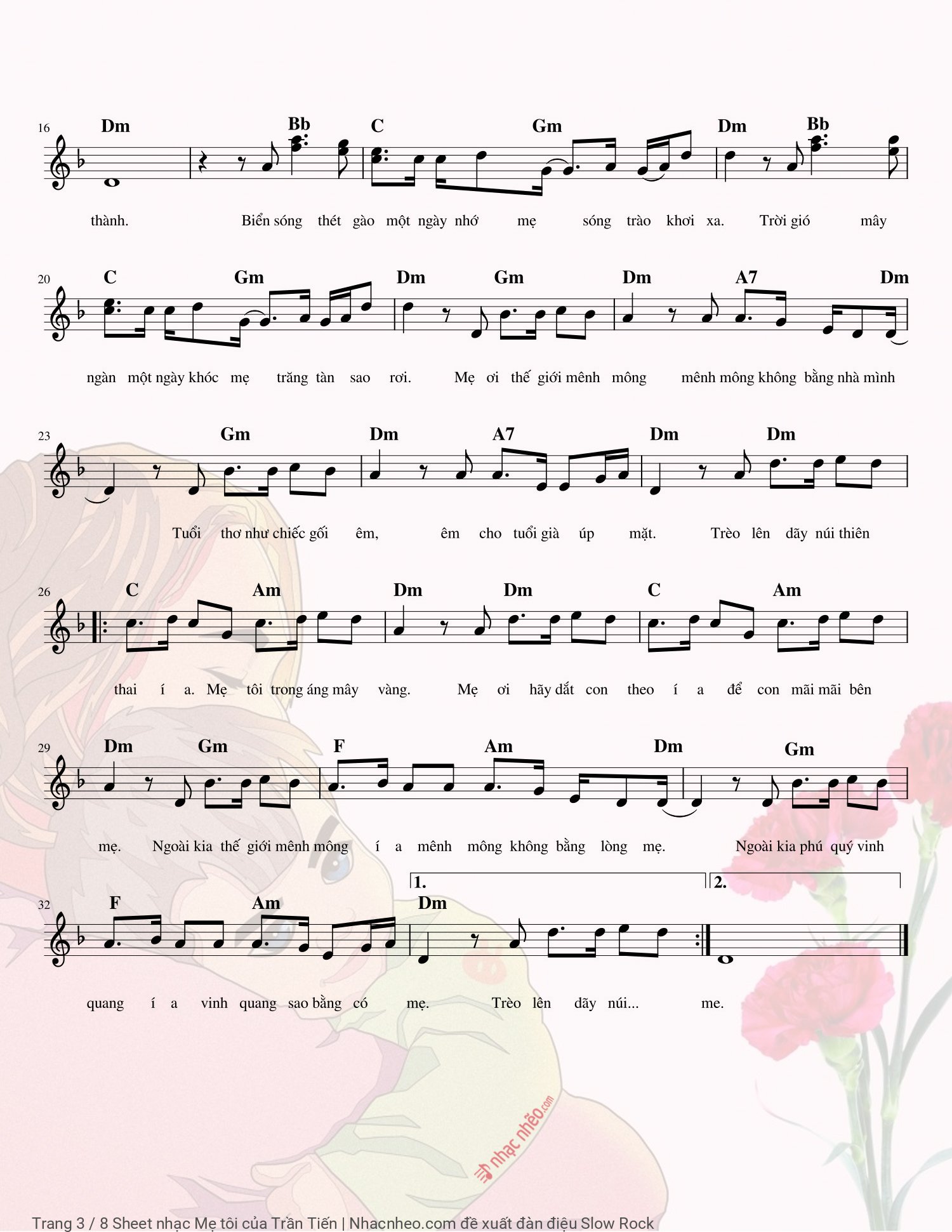 Trang 3 của Sheet nhạc PDF Piano bài hát Mẹ tôi - Trần Tiến