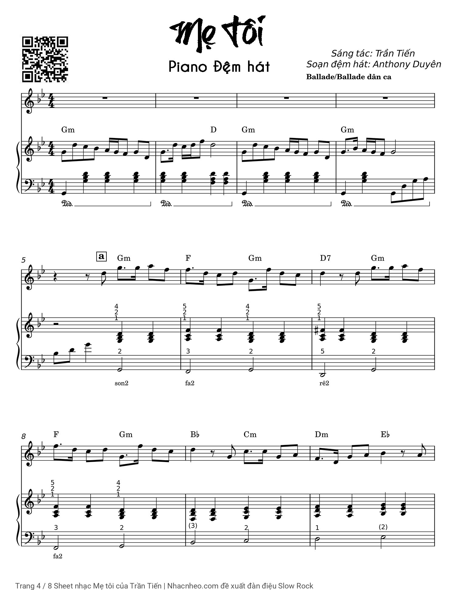 Trang 4 của Sheet nhạc PDF Piano bài hát Mẹ tôi - Trần Tiến