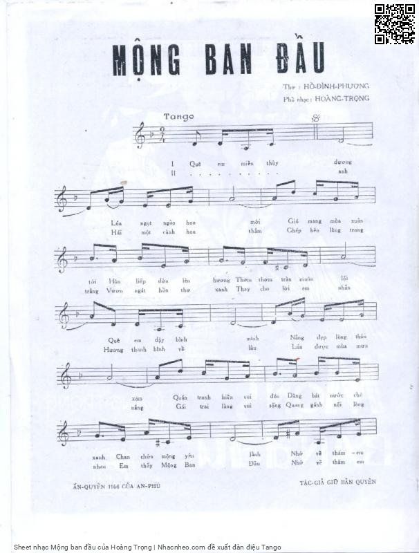 Sheet nhạc Mộng ban đầu - Hoàng Trọng