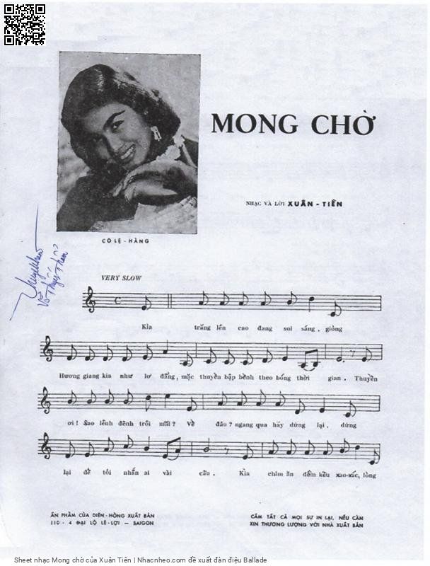 Sheet nhạc Mong chờ - Xuân Tiên