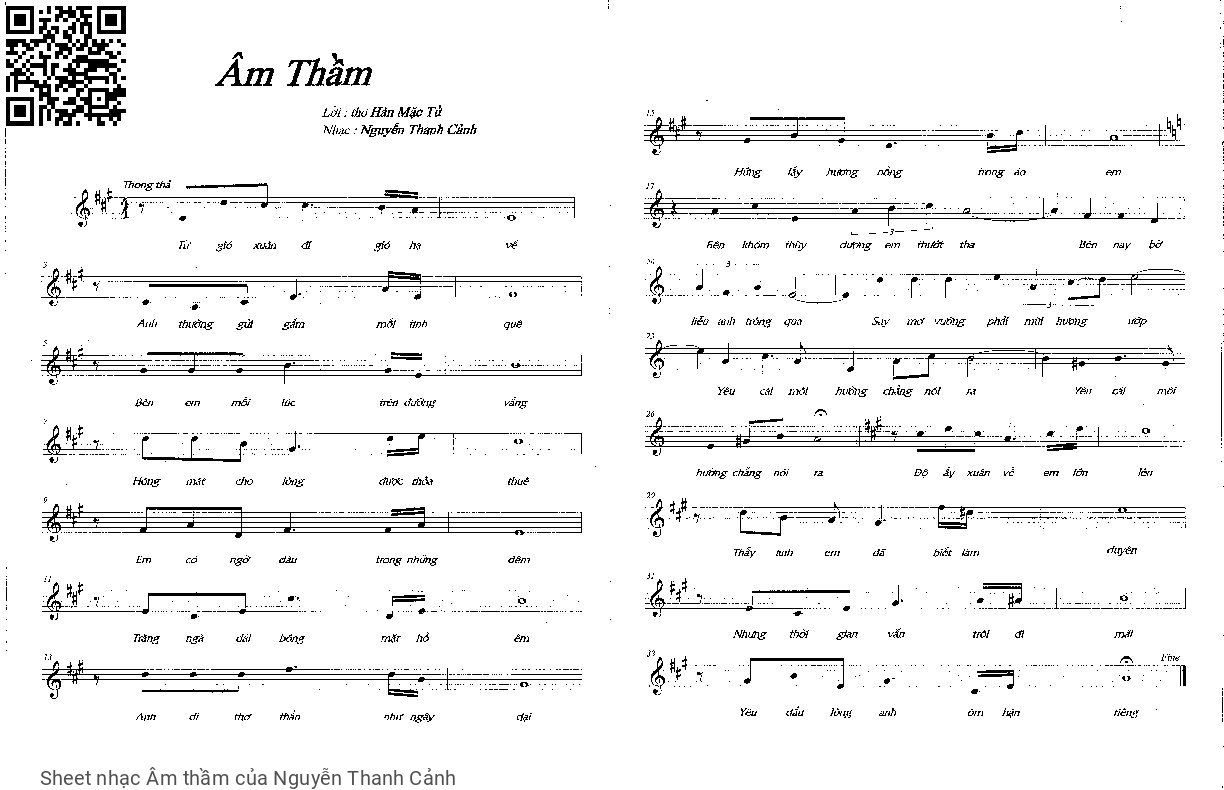 Sheet nhạc Âm thầm - Nguyễn Thanh Cảnh