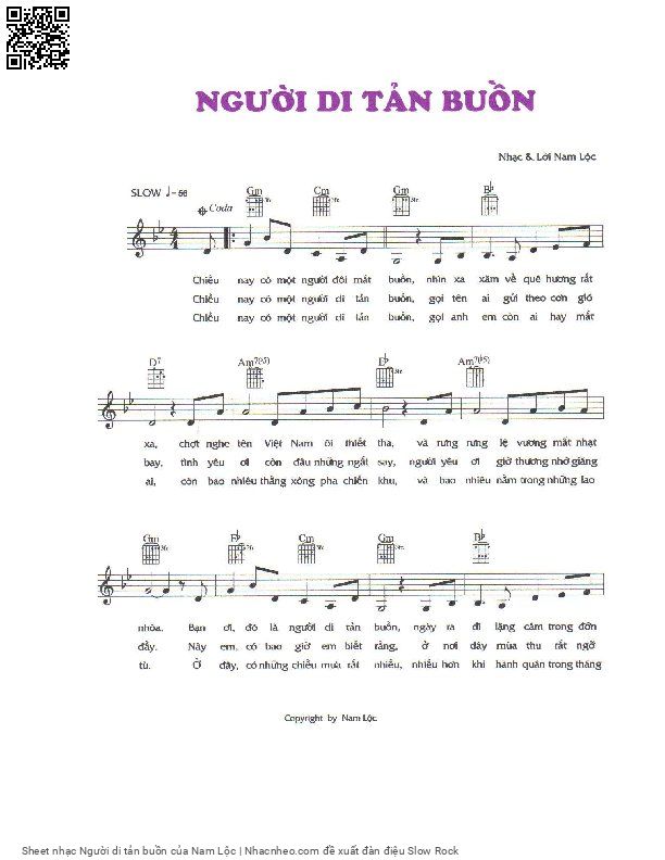 Sheet nhạc Người di tản buồn - Nam Lộc
