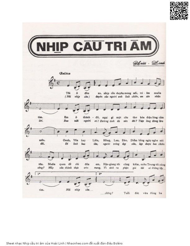 Sheet nhạc Nhịp cầu tri âm - Hoài Linh