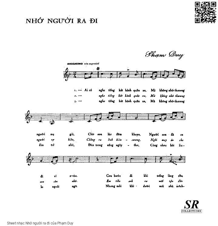 Sheet nhạc Nhớ người ra đi - Phạm Duy