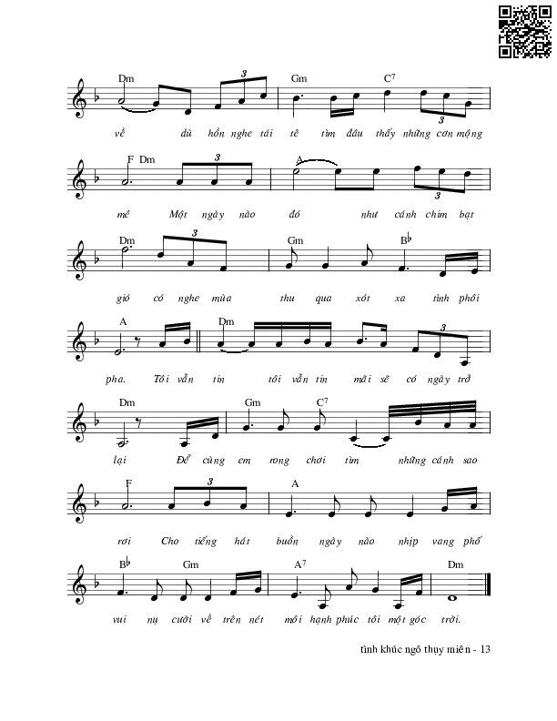 Trang 2 của Sheet nhạc PDF bài hát Biết bao giờ trở lại - Ngô Thụy Miên