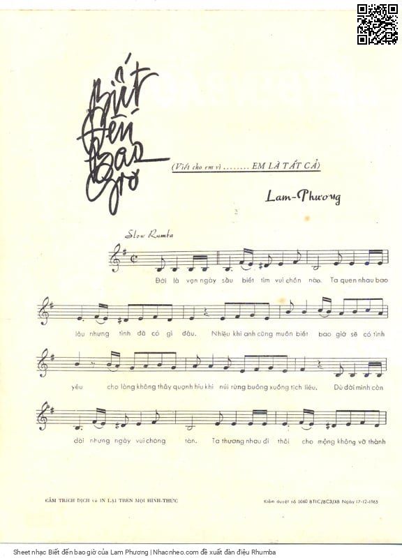 Trang 2 của Sheet nhạc PDF bài hát Biết đến bao giờ - Lam Phương