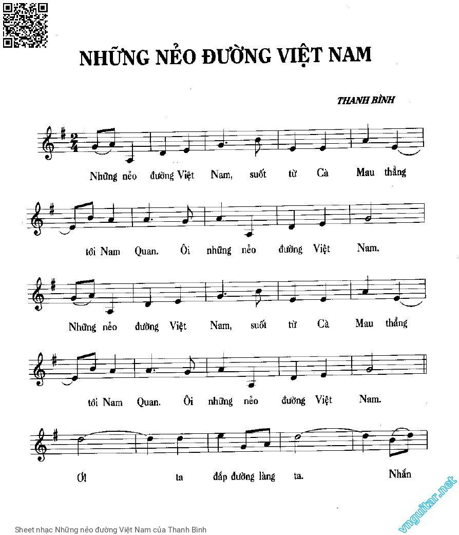Sheet nhạc Những nẻo đường Việt Nam