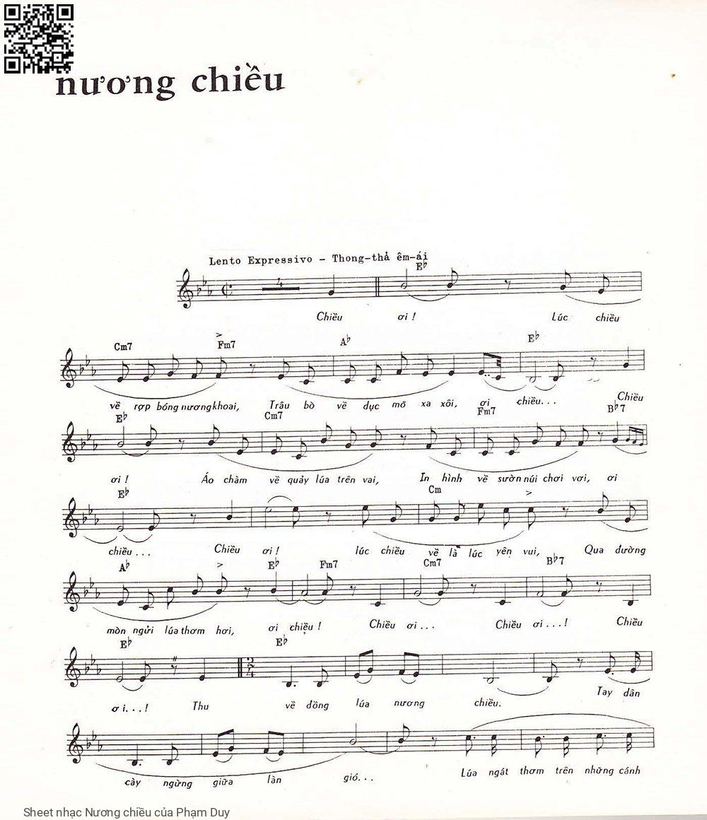 Sheet nhạc Nương chiều - Phạm Duy