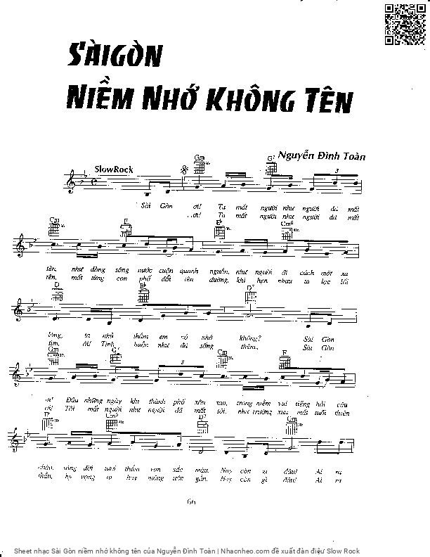 Sheet nhạc Sài Gòn niềm nhớ không tên