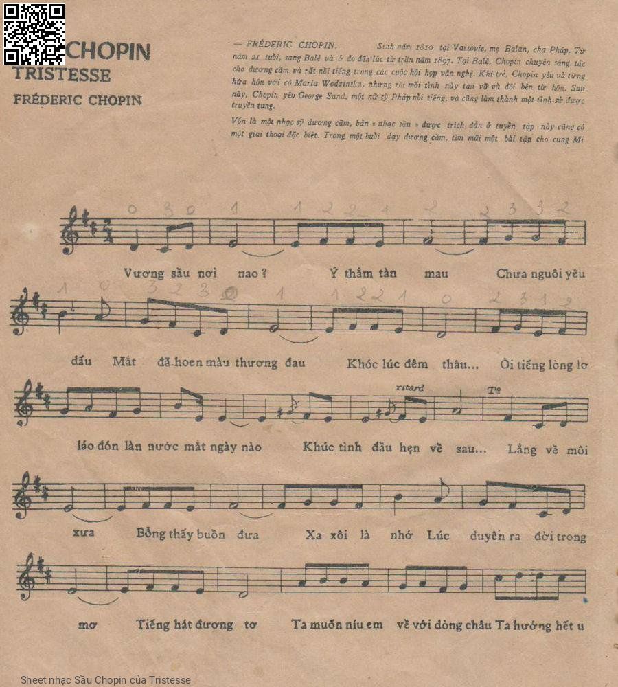 Sheet nhạc Sầu Chopin - Tristesse