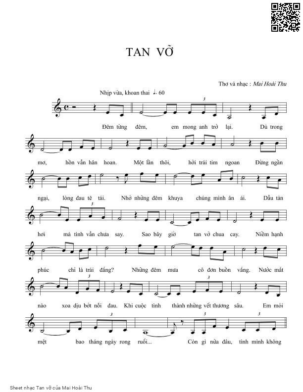 Sheet nhạc Tan vỡ - Mai Hoài Thu