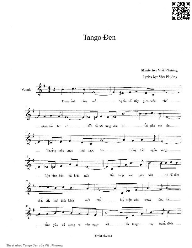 Sheet nhạc Tango đen - Việt Phương