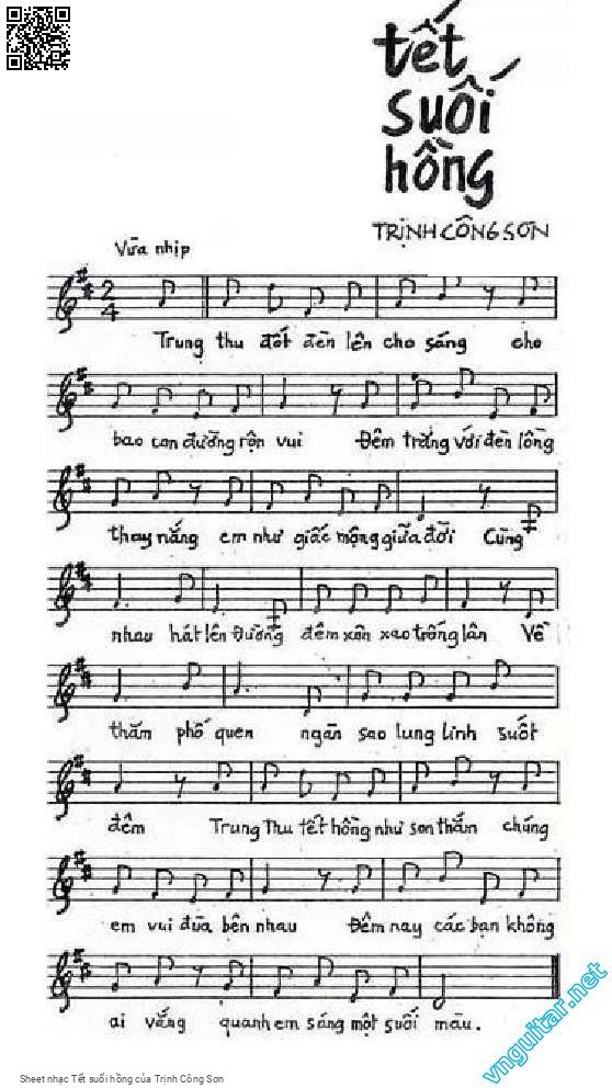 Sheet nhạc Tết suối hồng - Trịnh Công Sơn