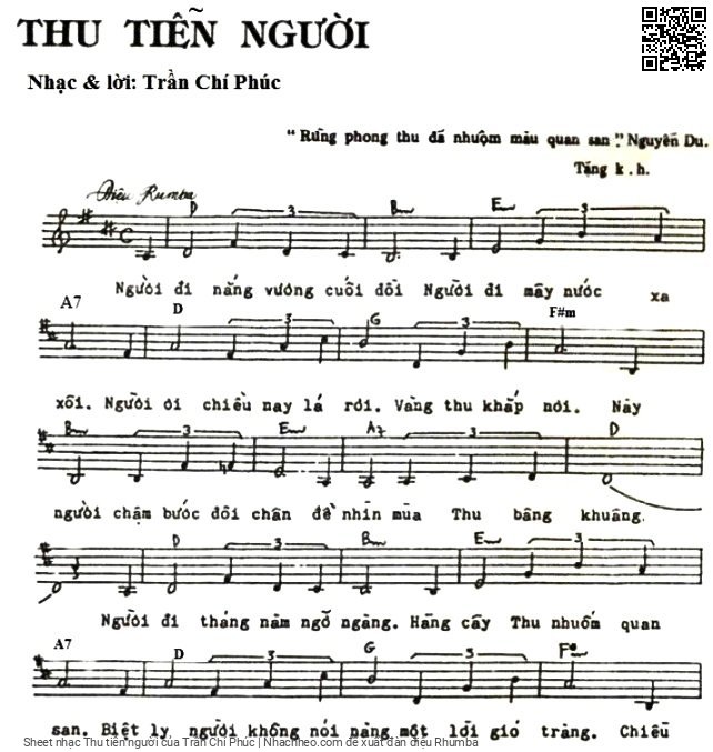 Sheet nhạc Thu tiễn người - Trần Chí Phúc
