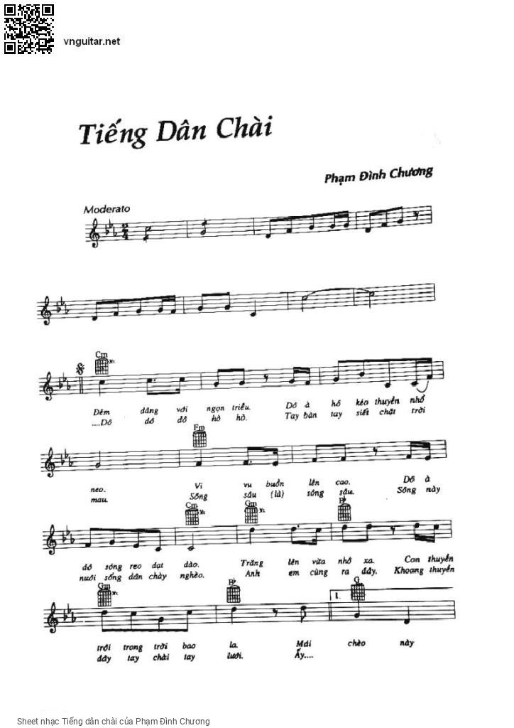 Sheet nhạc Tiếng dân chài - Phạm Đình Chương
