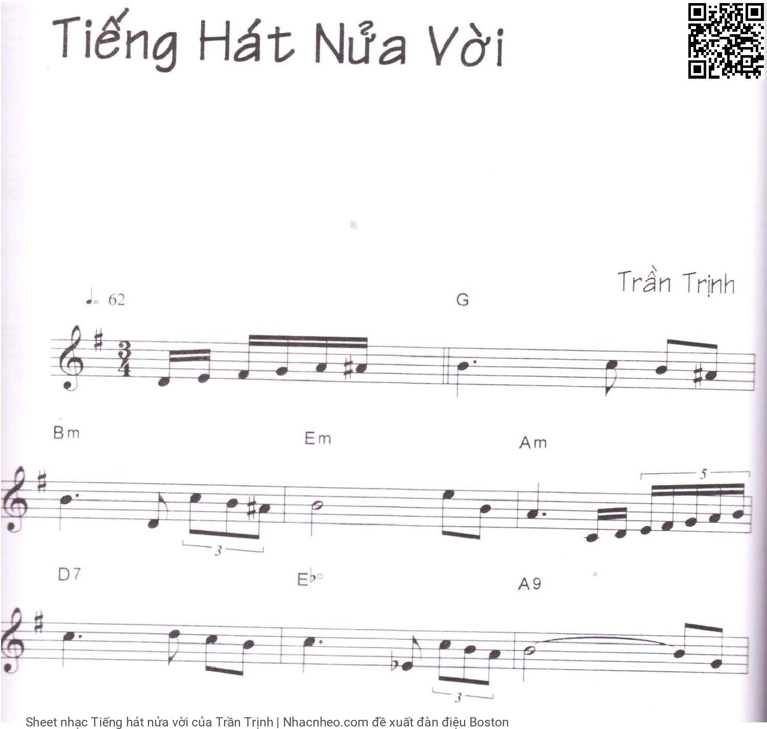 Sheet nhạc Tiếng hát nửa vời - Trần Trịnh