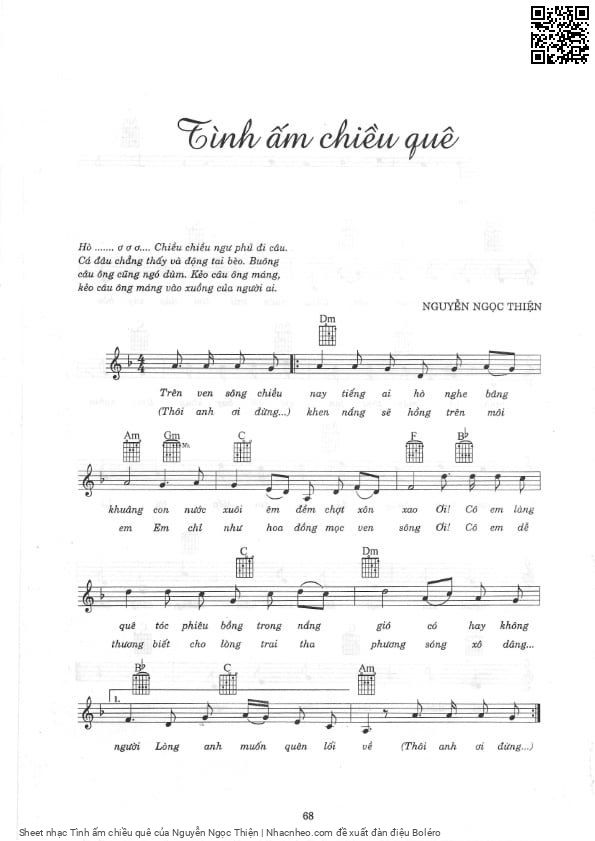 Sheet nhạc Tình ấm chiều quê - Nguyễn Ngọc Thiện