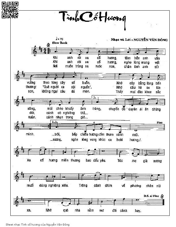 Sheet nhạc Tình cố hương - Nguyễn Văn Đông