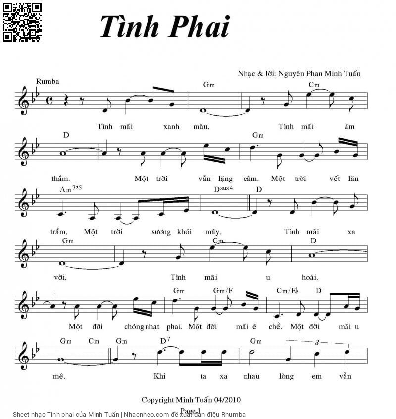 Sheet nhạc Tình phai - Minh Tuấn