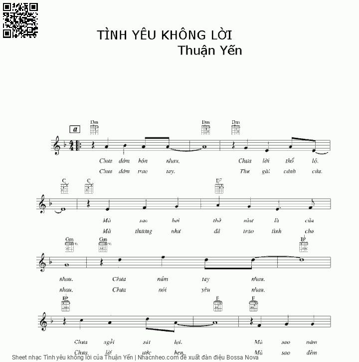 Sheet nhạc Tình yêu không lời - Thuận Yến