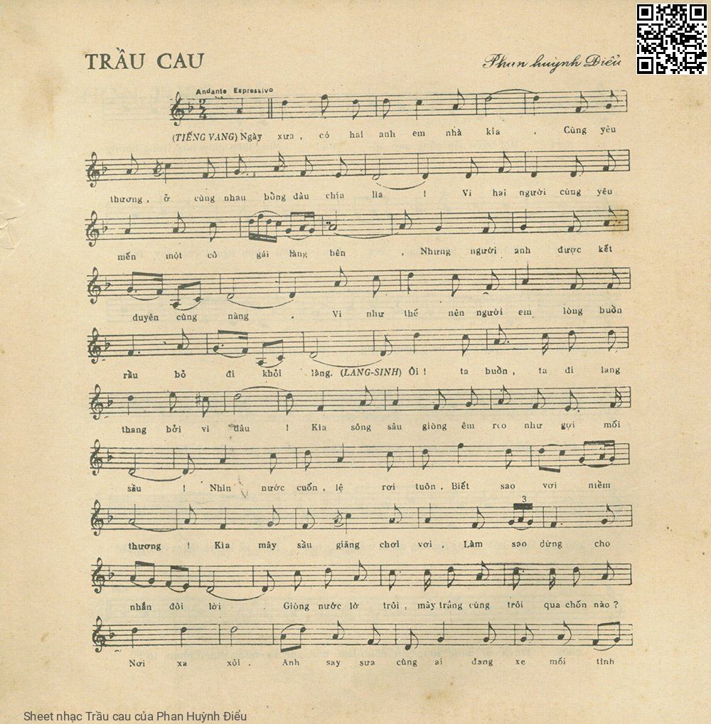 Sheet nhạc Trầu cau - Phan Huỳnh Điểu