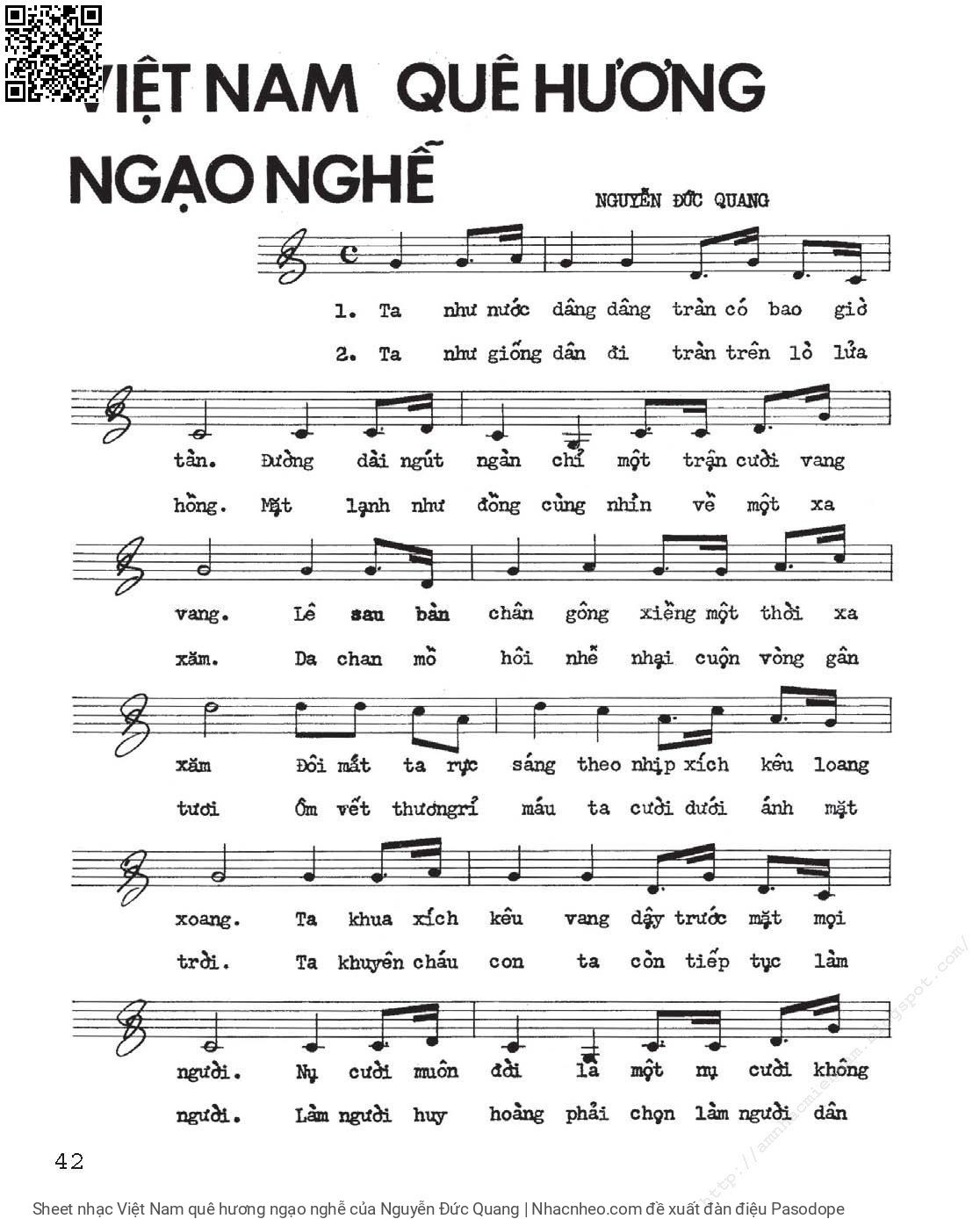 Sheet nhạc Việt Nam quê hương ngạo nghễ