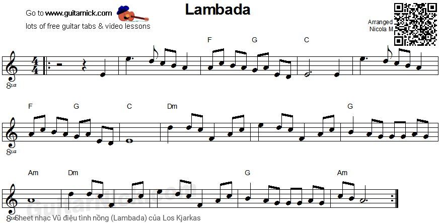 Sheet nhạc Vũ điệu tình nồng (Lambada)