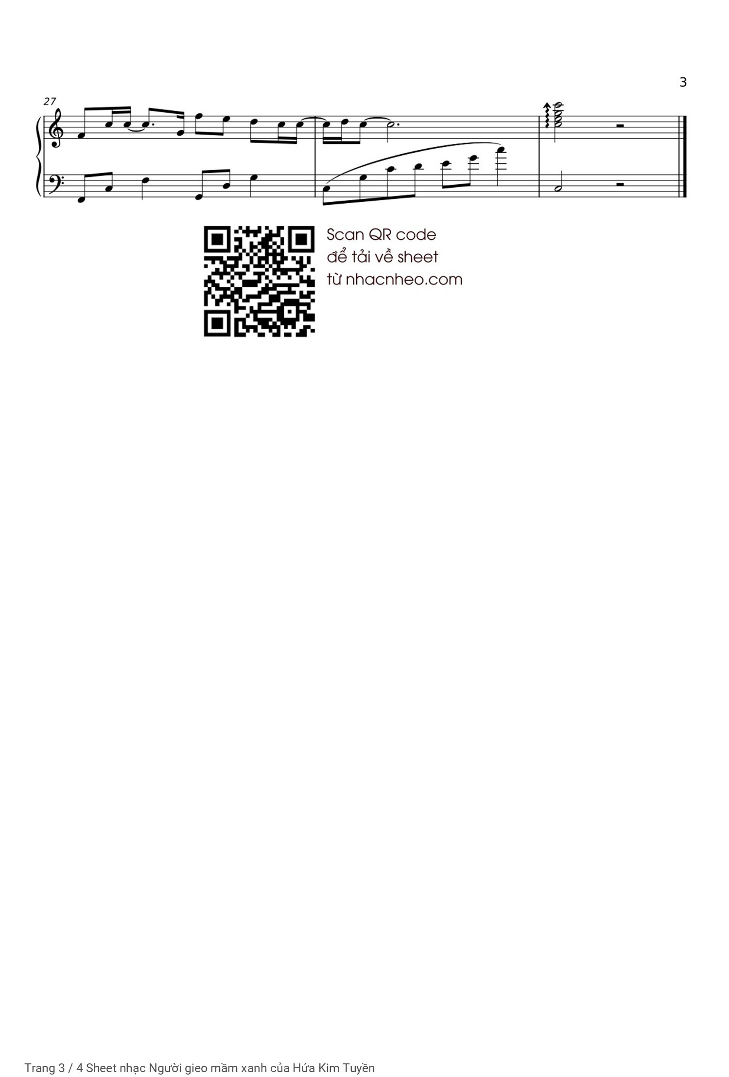 Trang 3 của Sheet nhạc PDF Piano bài hát Người gieo mầm xanh - Hứa Kim Tuyền