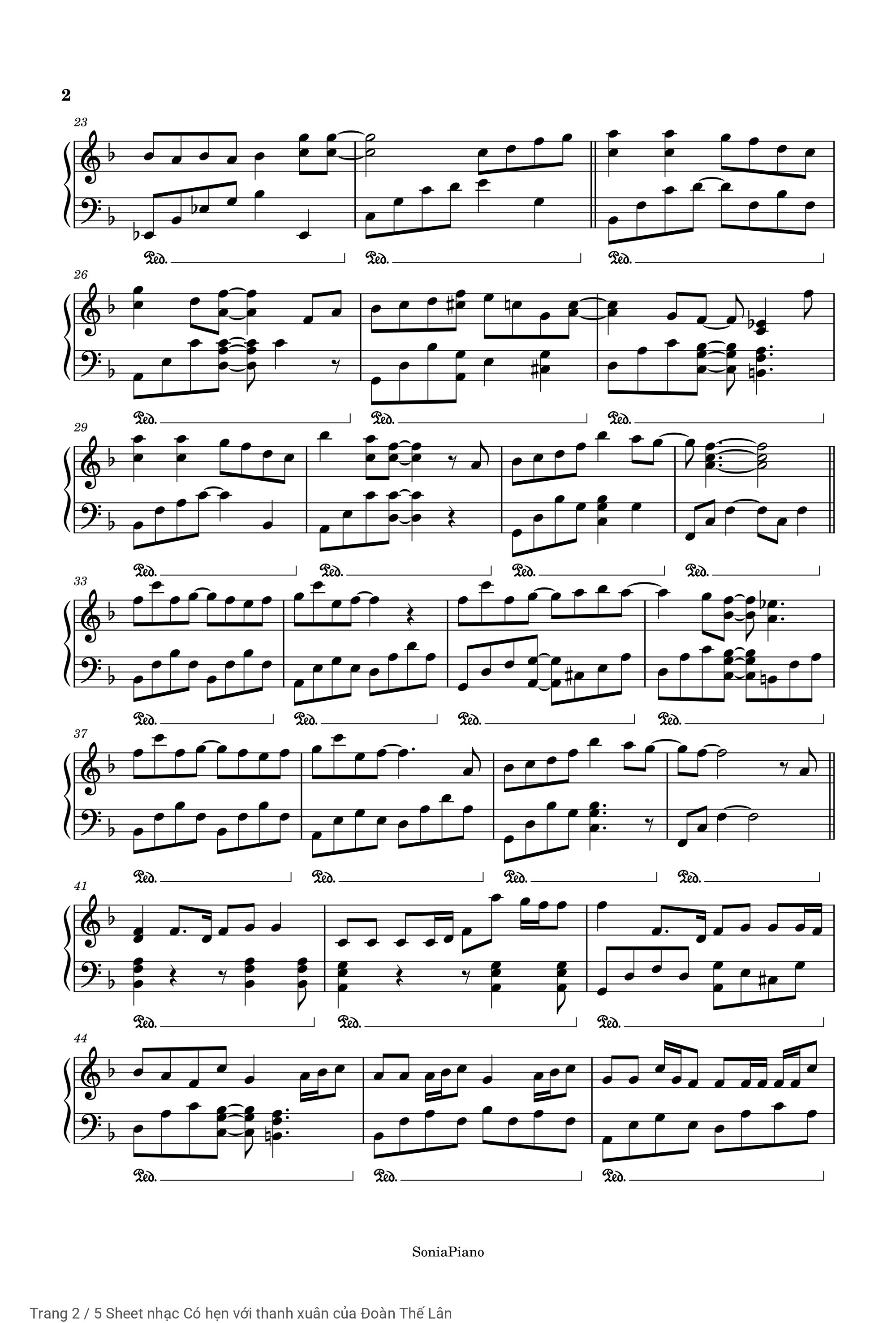 Trang 2 của Sheet nhạc PDF Piano bài hát Có hẹn với thanh xuân - Đoàn Thế Lân