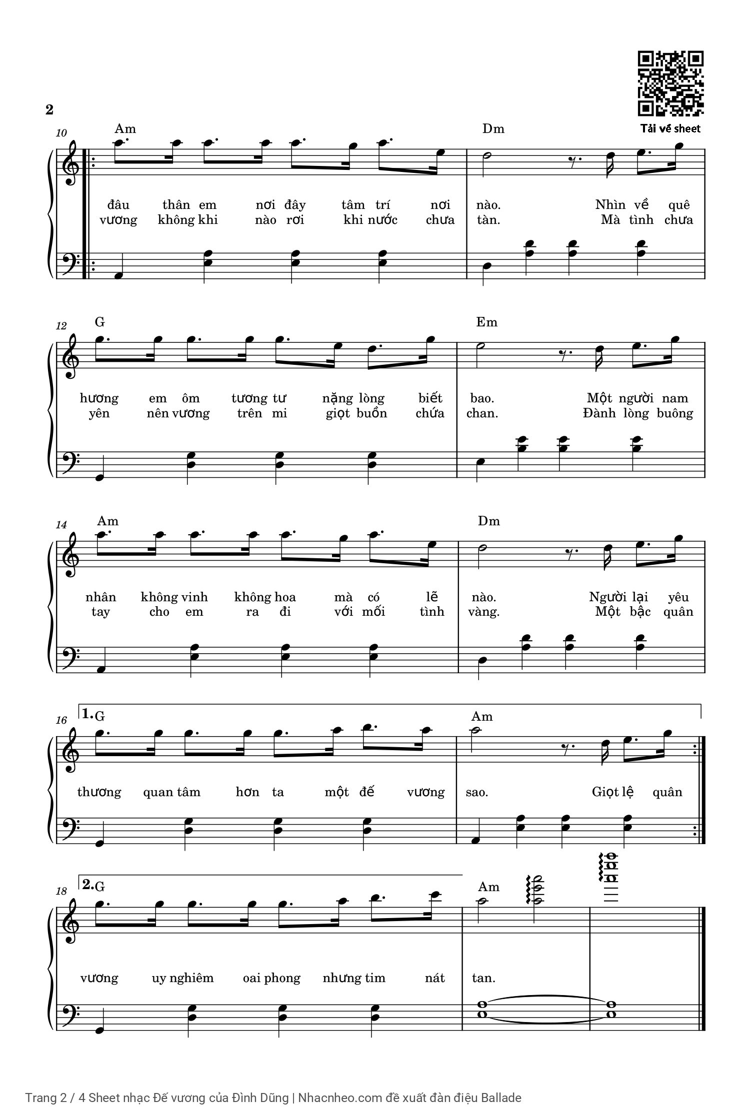 Trang 2 của Sheet nhạc PDF Piano bài hát Đế vương - Đình Dũng